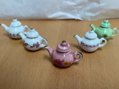 Dollhouse Miniature  LOT 5 Teapots With Removable Lids 1  Tall • $5.99