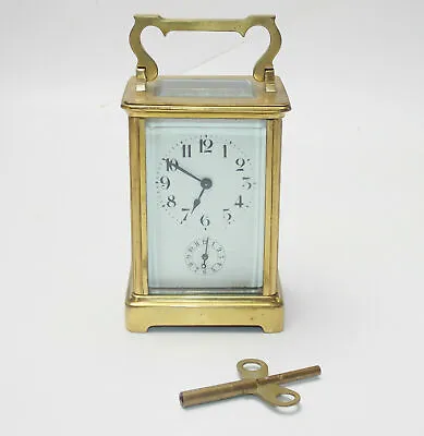 1800's OFFICER FIELD ALARM TRAVEL CLOCK 8 DAYS BRASS HEIGHT 5  ANTIQUE • $1062.12