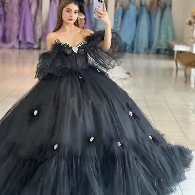Gothic Sweet 16 Quinceanera Dresses Crystal Off Shoulder Pageant Prom Ball Gowns • $154.01
