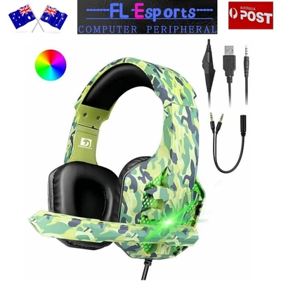 $29.69 • Buy 3.5mm Gaming Headset 7 RGB LED Headphones W/Mic For PC/PS4/Xbox One/ Mac/Laptop