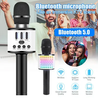 Karaoke Microphone USB Player Kids Wireless Bluetooth Speaker Handheld Mic KTV • £8.90