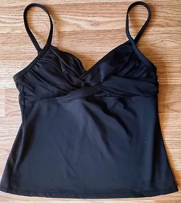 Women's 8 Black LA BLANCA Tankini Top Swim Top Adjustable Straps Padding • $9