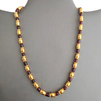 Vintage Museum Of Modern Art Necklace Gold Tone Garnet MMA WAG 1992 Egyptian 17” • $69