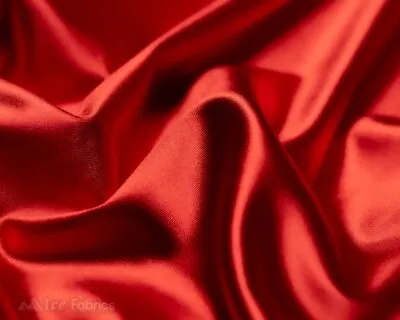 £13.54 • Buy Red 4 Way Stretch Silky Satin Fabric By Yard Thick Satin