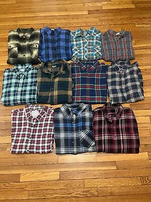 Mens Flannel Button Down Shirt Mens Size XL *LOT OF 11* Casual Workwear Outdoors • $98.95