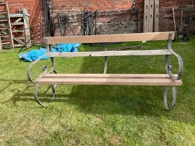 £165 • Buy Vintage 6ft  Bench Wrought Iron And Wood - Needs TLC
