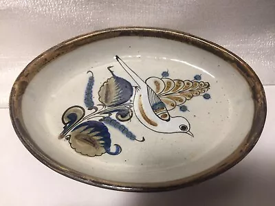 Beautiful Oval Platter With Bird Made In Mexico Signed MR Or MK On Bottom  • $10