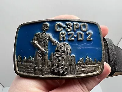 Vintage Star Wars C-3PO R2-D2 Blue Brass ? Lee Belt Buckle 1979 20th Century-Fox • $29.50