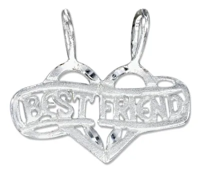 Sterling Silver Diamond Cut Best Friend Mizpah Break Apart Charm Pendant • $14.50