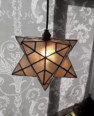 Vintage Laura  Ashley Capiz Shell Moravian Star Light Shade Pendant Lamp Shade • £40