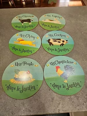 Pimpernel Dans Le Jardin Collection  Set Of 6 Vtg Round Placemats By Julie Huber • $39.99