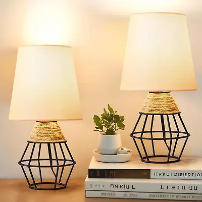 Set Of 2 Small Bed Side Lamp For Living Room Bedroom Home Table Lamps Black 13  • $49.95