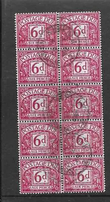 $6.20 • Buy GB QEII 1959 Postage Due Multiple Crown, SG D63 6d, V. Fine Used Cds Block Of 10