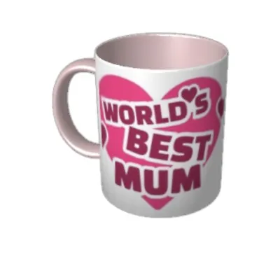 Worlds Best Mum Coffee Mug Tea Cup Mothers Day Gift 400 Ml Boxed Pink Rim • $20.95