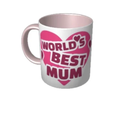 Worlds Best Mum Coffee Mug Tea Cup Mothers Day Gift 400 Ml Boxed Pink Rim • $20.95