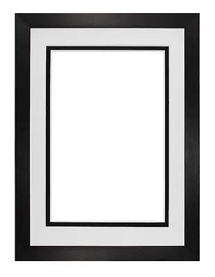 Black Or White Matt Picture  Frame Photo Frames With Real Glass & Double Mount  • £20.61