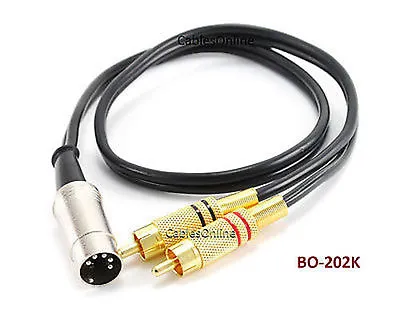 2ft BO Naim Quad 5-Pin DIN To 2-RCA Black Audio Cable CablesOnline BO-202K • $16.95