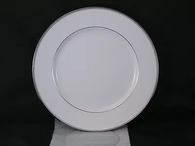 Mikasa Gothic Platinum Trim Two Thin Bands White Salad Plate • $12