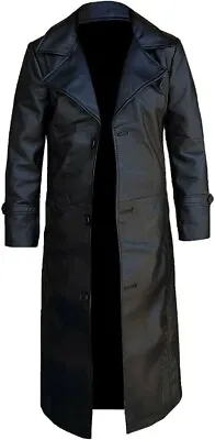 £94.99 • Buy Mens German Classic Ww2 Officer Military Jacket Black Leather Trench Coat Unisex