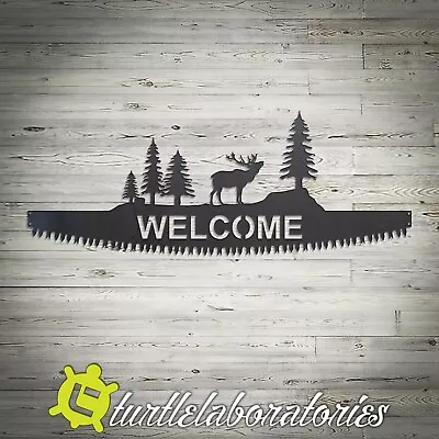 Decorative Elk Welcome Saw Metal Wall Art Hanging Home Decor • $87