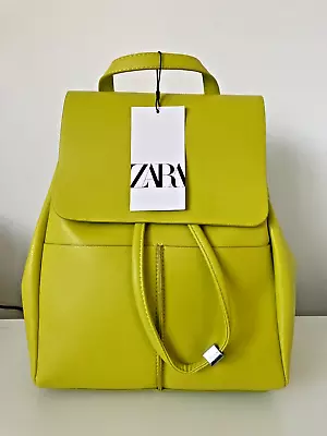 ZARA BACKPACK WITH POCKETS Lime Bag New With Tags • £23.99