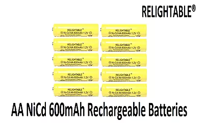 10-PCS Rechargeable NiCd 1.2v AA 600mAh Batteries RELIGHTABLE Solar Lights A10 • $10.49