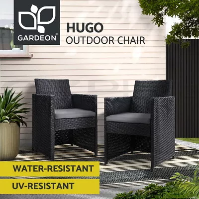 Gardeon 2PC Outdoor Dining Chairs Patio Furniture Wicker Chair Garden Hugo • $189.95