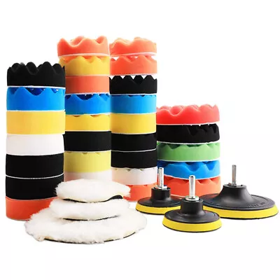 39Pcs Car Care Polishing Waxing Kit Wool Sponge Buffing Pads With Drill Adapters • $29.60