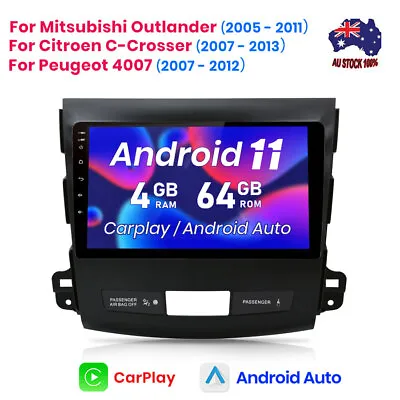 $435.99 • Buy 4G+64G Carplay 9'' Android Car Radio GPS Navi For Mitsubishi Outlander 2005-2011