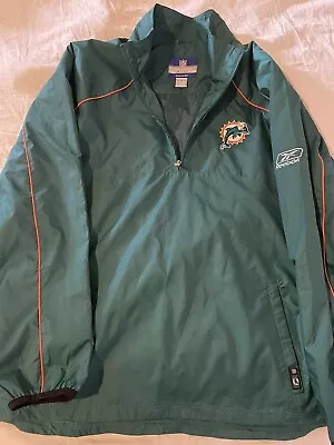 Reebok Miami Dolphins Windbreaker Men XL 1/4 Zip Green Jacket On Field Team • $33