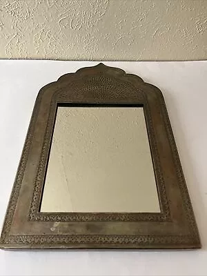 Vintage Punched Brass Wall Mirror • $100