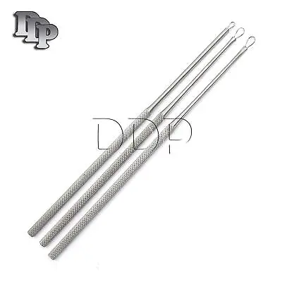 3 Pcs Ear Pick Wax Curette Remover Cleaner Small+Medium+Large Ear Loops ENT Tool • $7.30