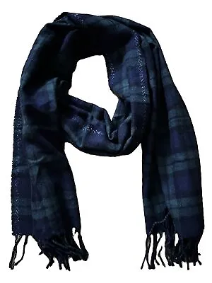 J Crew Scarf Green Navy Tartan Plaid Made In Italy Traditional  Wool Blend Scarf • $15.99