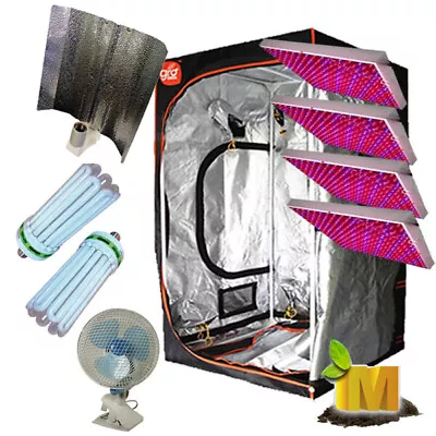 LED Grow Light Hydroponics Grow Tent CFL 6400K 2700K Lamps Shade Reflector Kit • $269.69