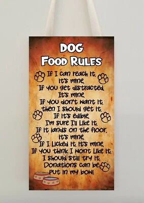 £4.99 • Buy Dog Food Rules Funny Wall Plaque Animal Lover Novelty Gift Present- Choose Breed