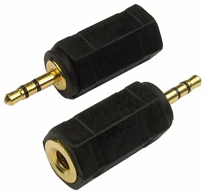 3.5mm Stereo Jack Socket To 2.5mm Stereo Jack Male Plug Gold Adapter / Converter • £1.49