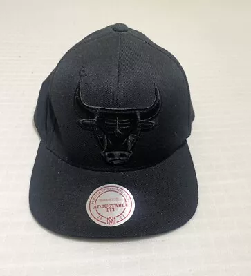 Mitchell & Ness Chicago Bulls Wool Black/Adjustable Snapback Hat Cap BRAND NEW • $18.79
