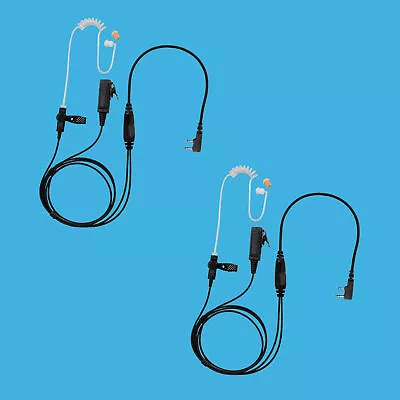 2x Military Style 2-Wire Clear Coil Tube Earpiece PTT For Wouxun KG-D901 KG-V55 • $25.90