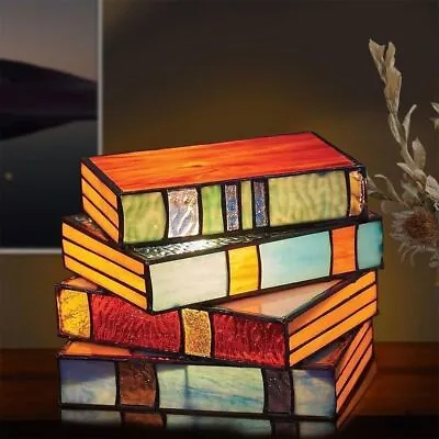 Stained Glass Stacked Books Lamp Tiffany Style Table Lamp Home Decor Book Lamps • $18.99