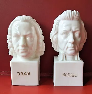 Set Of 2 Vintage Lipper & Mann White Ceramic Composer Bust Mozart Bach • $30