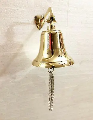 Antique 6  Solid Brass Ship Bell Ring Home Kitchen Outdoor Indoor Door Bell  • £65.40
