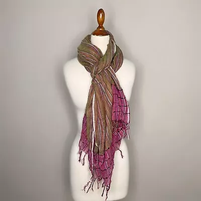 NWT Open Hand Designs Multicolor Handloomed Scarf Wrap Fringe Fair Trade 78 X 27 • $28