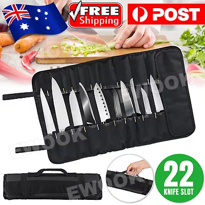 22 Slot Chef Knife Bag Carry Case Roll With Handles Kitchen Portable Storage Bag • $17.95