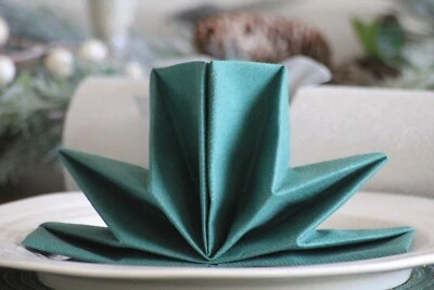 £0.99 • Buy Star Luxury Linen Feel Folded Paper Napkin Green Pk6 Christmas Table Decoration