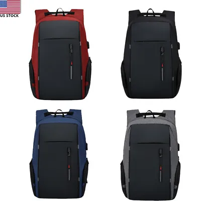 $23.99 • Buy Men Backpack USB Charging Waterproof Laptop Shoulder Bag Travel School Bag