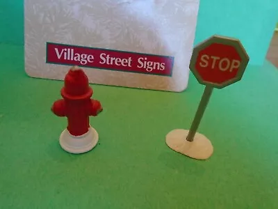 Miniature Village Accessory Street Signs Stop Fire Hydrant Trim A Home NIP • $12