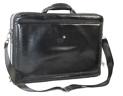 Montblanc Men's Messenger Bag Leather Business Briefcase Shoulder Strap Black • $359.96