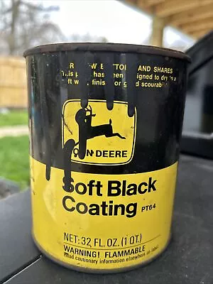 VTG John Deere Soft Black Coating Paint Metal 1 Quart  Can Gas Oil Advertising • $29.99