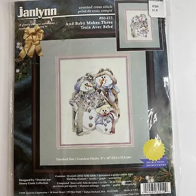 1998 Janlynn Counted Cross Stitch Kit Snowman. Unopened. 14 Ct Aida. Christmas • $12.40