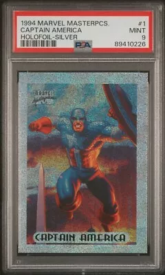 1994 Marvel Masterpieces SILVER Holofoil Captain America #1 PSA 9 • $1